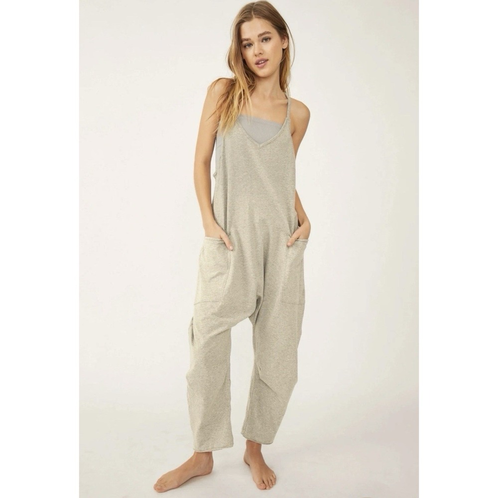 Free People Movement Hot Shot Romper Jumper Beige Lounge Comfy Large